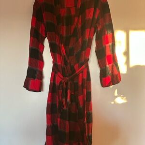 Plaid Red and Black Women's Robe